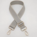 Adjustable light grey woven replacement strap with premium gold hardware and swivel hooks - Light Grey with Beige Edge / Silver Hardware