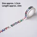 Creative Happy Birthday washi tape with colorful striped letters for DIY gift decor - HB Happy Birthday / 10m