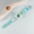 Space-themed children's quartz watch with light blue silicone strap and astronaut patterns - Astronaut / Light Blue