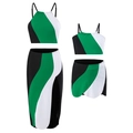 Matching mother daughter 3-piece swimwear with bold color-block bikini and side slit skirts - Q240905 / 104