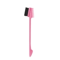 Pink double-sided eyebrow brush and edge comb tool with pointed tail handle - 3-Head Style Brow Brush Pink
