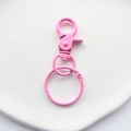 Pink matte metal lobster clasp swivel hook with key ring for DIY bag accessories - Pink
