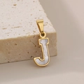 Elegant 18K gold plated necklace pendant featuring letter J with white mother of pearl - Letter J(KP115522-K)
