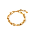 Detail view of gold stainless steel link bracelet with 17+4cm length and U-link hardware - Hc-b20098