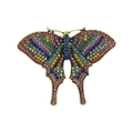 Detailed butterfly brooch with colorful rhinestones on a gold alloy metal base - Style 67/Ancient Gold Multicolor Diamond