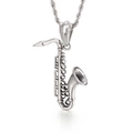 Collar con colgante de saxofón de acero de titanio pulido para hombre en plata - Tono Plateado (Solo Colgante)