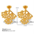 Orecchini a ramo di pino in acciaio inossidabile dorato, 23mm per 21mm - Oro