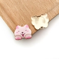 Pink enamel kitten pendant in golden alloy for DIY jewelry and earring making - Pink Cat