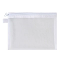 Portable white nylon mesh makeup pouch with zipper for cosmetics and stationery storage - Large (23*17cm) / White