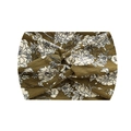 Elastic twist knot yoga headband for women featuring white floral prints on olive green fabric - 10-Army Green Large Floral
