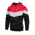Heren hoodie met kleurvlakken in rood grijs zwart design en witte trekkoorden voor sport - S / Rood Color Block