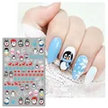 Detail of Christmas nail stickers featuring cute penguins, reindeer, and snowflakes - F891 (Bare Sheet)