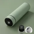 Green 500ml smart insulated bottle with LED temperature display and tea infuser - Replaceable Battery Smart Series / Light Green