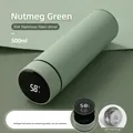 Green 500ml smart insulated bottle with LED temperature display and tea infuser - Replaceable Battery Smart Series / Light Green