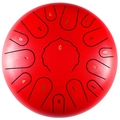Red 14-note steel tongue drum with golden numbered lotus pattern in a circular design - Vermilion - Maple Leaf (12 Inch 15 Notes)