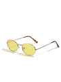 Gafas de sol ovales retro con lentes amarillas y montura de metal plateado de perfil - Montura de Plata Lente Amarilla