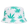 Cappello a secchiello bianco con foglie verdi, cappello da sole estivo casual - Taglia unica / Bianco con foglia verde (Senza etichetta)