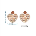 Heart-shaped earrings with bookshelf pattern and dimensions 37.17x31.92mm and 9g weight - Heart Bookshelf