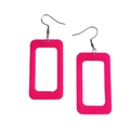 Vibrant pink rectangular acrylic earrings with silver hooks on a clean white background - Hot Pink Rectangle