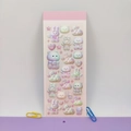 Cute 3D laser puffy stickers with pastel bears and rabbits for cartoon journals - Bear Rabbit