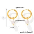 Orecchini in titanio placcati oro 18K con eleganti perle d'acqua dolce bianche a goccia - Oro Con Perla d'Acqua Dolce Bianca