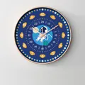 Horloge murale éducative en or rose avec motif astronaute et espace bleu foncé - 10" / Style Astronaute Cadre Or Rose