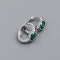 Minimalist S925 sterling silver hoop earrings with oval deep green zircon stones - White Gold (green Zircon)