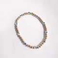 18K gold-plated titanium steel bead bracelet with blue evil eye charms in gold finish - Blue White Eye - Gold
