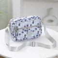 Bolso bandolera lila con estampado de lunares azules y correa gris ajustable - Lunares Gris