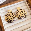 Vintage leopard print hoop earrings with gold finish in a premium velvet jewelry box - 47# Vintage Large Round Leopard Stud