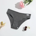 Flat lay of dark gray ribbed cotton women's briefs with soft decorative floral accents - Dark Gray