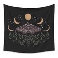 Tenture papillon bohème avec phases de lune et motifs botaniques sur fond noir - 73X95CM Peluche Courte / HD201 Phases de Lune Papillon