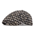 Retro newsboy cap in black and grey woven textured fabric with a classic plaid pattern - Six-panel Style / Black