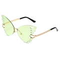 Fashionable butterfly oversized sunglasses with green gradient lenses and gold metal frames - Gold Frame Green