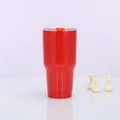 Red 30oz stainless steel insulated tumbler with transparent lid and orange slide tab - 30oz / Painted Red