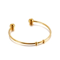 Exaggerated golden stainless steel open bangle with decorative round beads for women - Gold Bracelet (KB129474-Z)