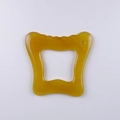 Yellow translucent resin gua sha tool with wavy edges and circular hanging hole - Amber Yellow