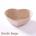 Beige heart-shaped wheat straw sauce dish with a natural textured finish in Nordic style - Heart / Nordic Beige