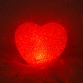 Red heart-shaped LED night light with textured surface on starry sequin fabric - 12cm / Red