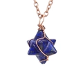 Detail of handmade bronze wire wrapped Lapis Lazuli Merkaba Star necklace pendant - Antique Copper + Lapis Lazuli