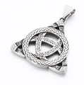Dark punk style crescent rose Celtic knot triangle pendant with oxidized silver finish - Celtic Knot Triangle Pendant