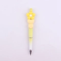Detail of DIY beaded pen with yellow daisy flower silicone charms and gradient pen body - Yellow Flower