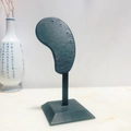Dark green velvet earring stand with stable base for jewelry display and storage - Black Leather/Velvet / Black