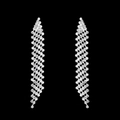 Elegant silver tassel earrings with geometric diamond pattern on black background - Silver Vertical Long Mesh Tassel Style (DTE1616814S)