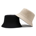 Classic cotton bucket hat in black and beige colors with minimalist design - One Size(58cm) / Black-Beige