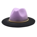 Stylish purple and black gradient fedora hat with gold metal band on white background - M (56-58cm) / Lavender + Black