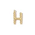 Detailed close-up of a 18k gold-plated letter H pendant with unique twisted rope texture - Letter H