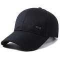 Casquette de sport bleu foncé pour hommes avec broderie latérale et logo métallique - Réglable / Étiquette Argent Bleu Marine