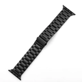 Three-bead stainless steel watch band in matte black finish for smartwatches - Apple 38/40/41MM / Black