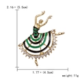 Elegant gold ballerina brooch with green and black enamel tutu and sparkly rhinestones - Gold Black Green Enamel Stripe